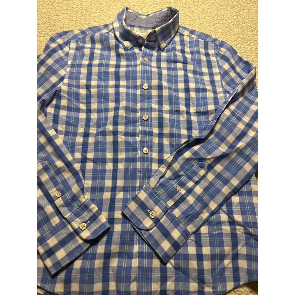 Crown & Ivy Blue White Plaid Button Down Shirt Kids Size Large Long Sleeve Prep
